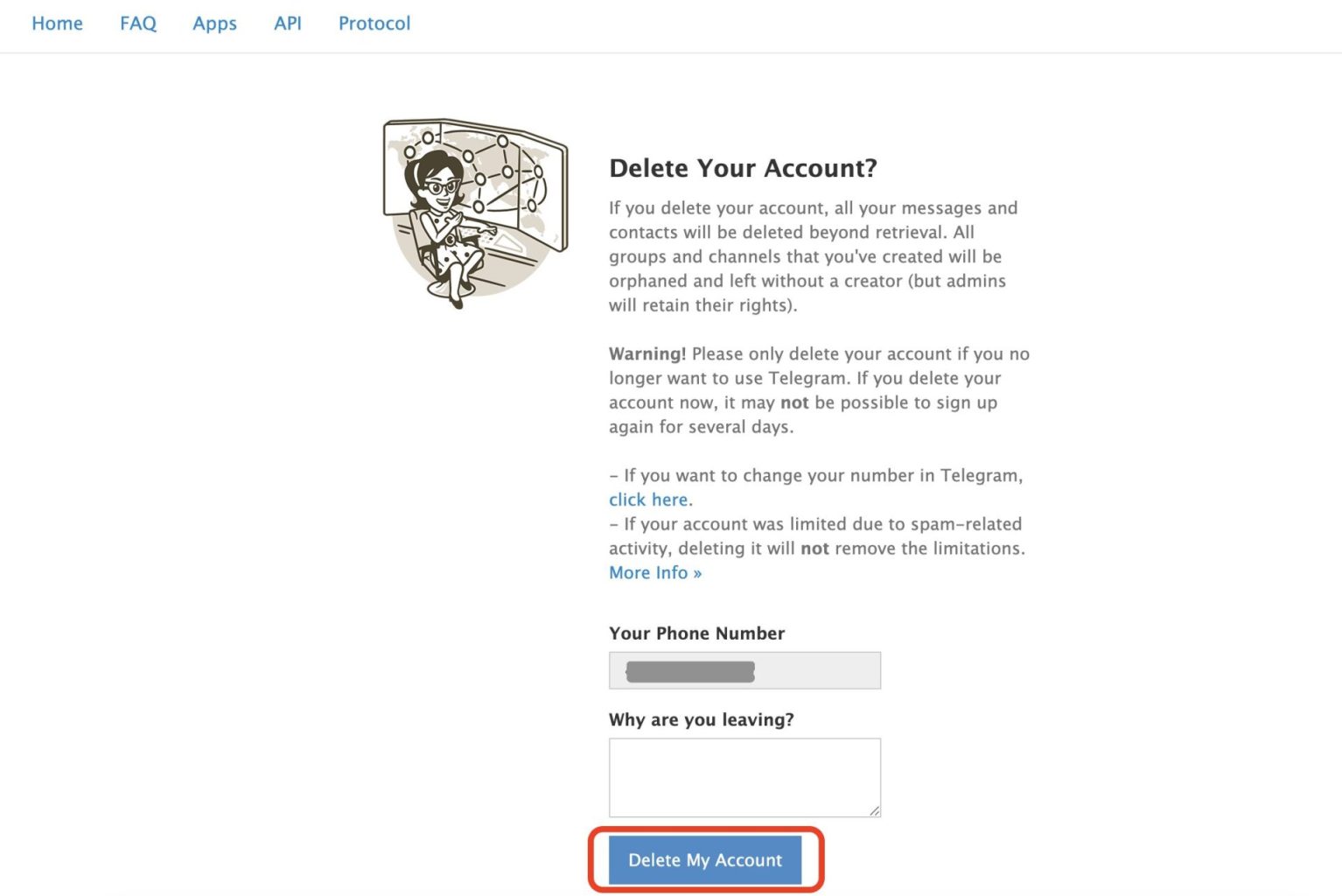 Delete Telegram Account