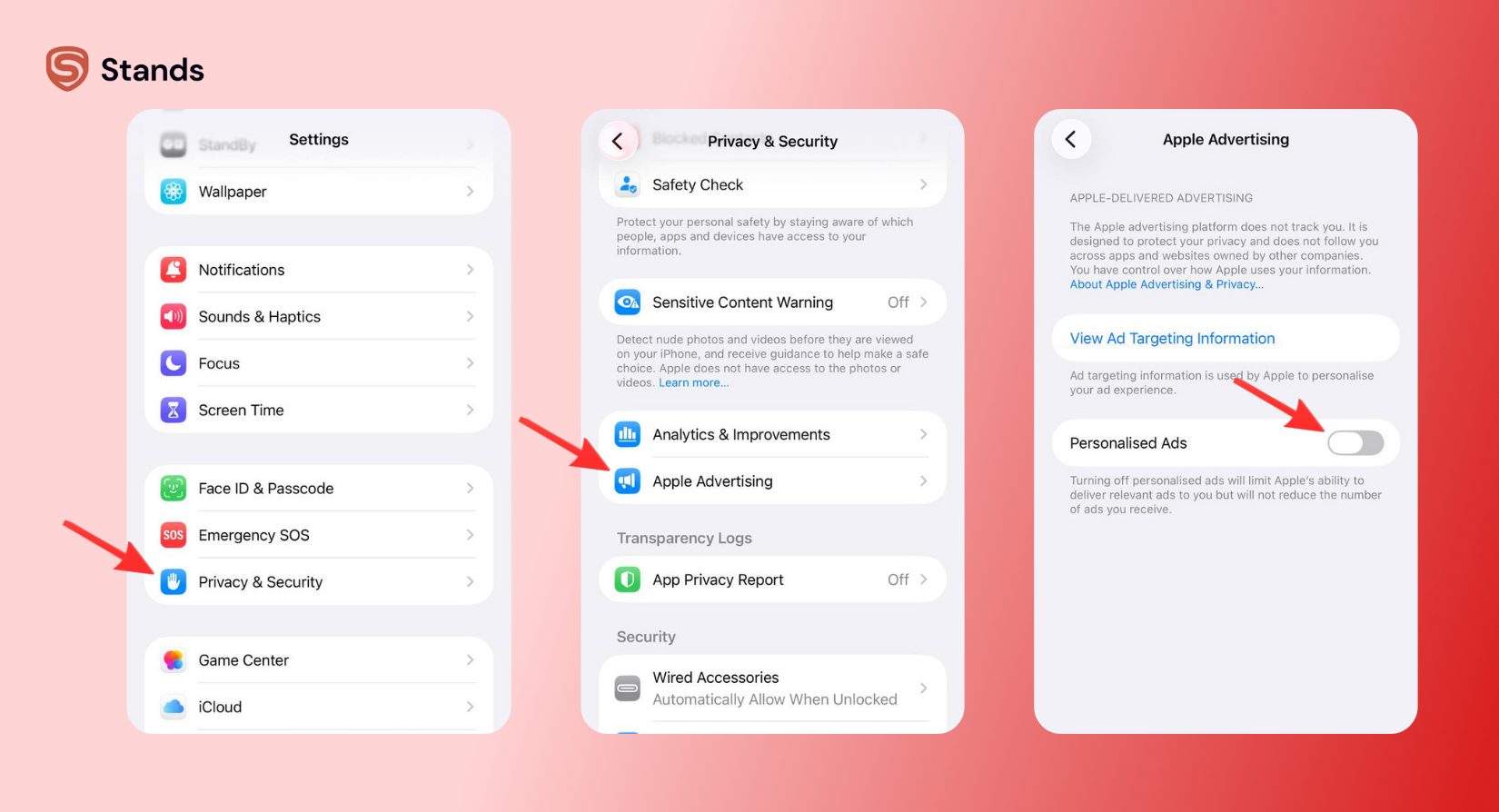 Turn off personalized ads