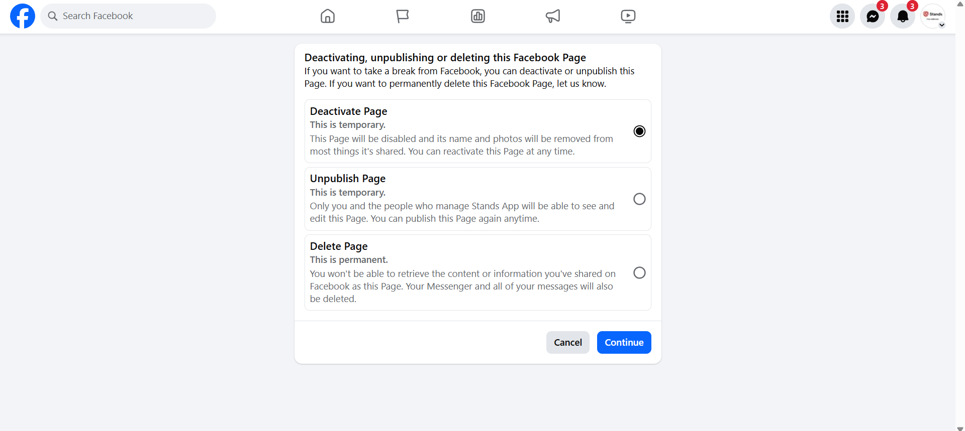 how to deactivate facebook account