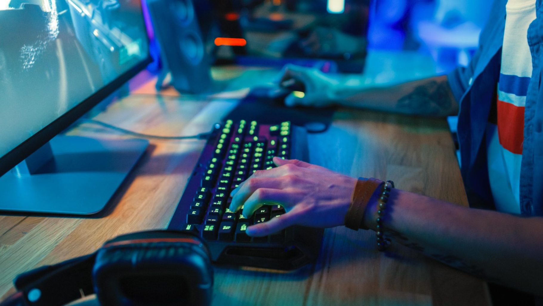 gamer playing on pc